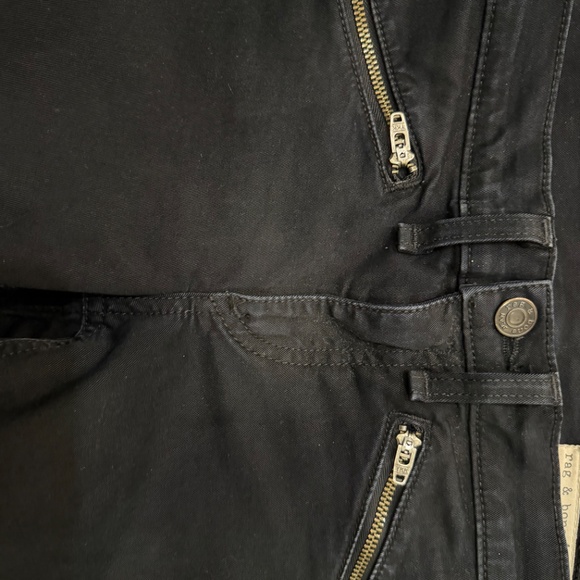 rag & bone Black Skinny Moto Jeans with Zipper Pockets Women’s Sz 24 - Picture 6 of 11